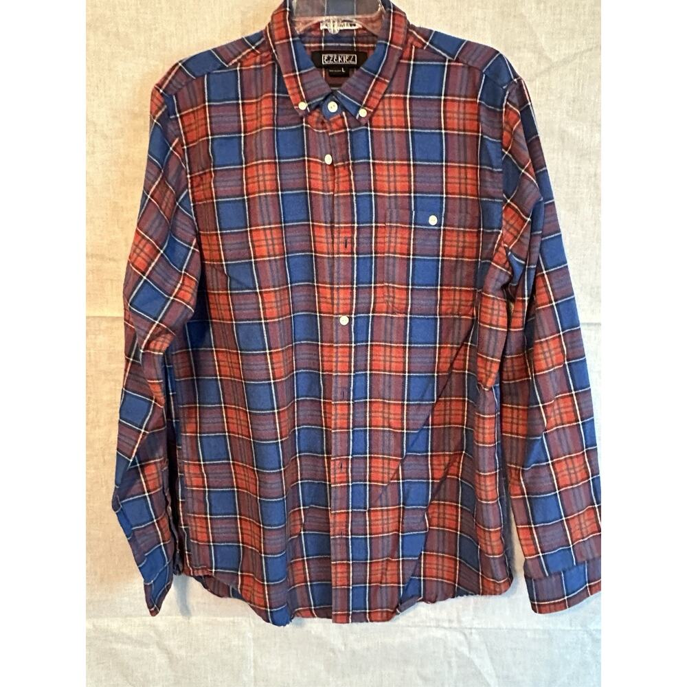 Ezekiel Button-Up Shirt Plaid Large Red Blue Skater‎ Streetwear Excellent